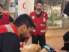 ركن توعوي عن الإسعافات الأولية لزوار منتزه ريف جلاس في محافظة الرس