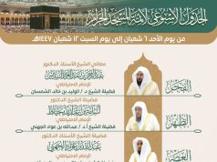 رئاسة الشؤون الدينية بالمسجد الحرام والمسجد النبوي تحدد الجدول الأسبوعي لأئمة الحرمين الشريفين خلال الأسبوع الحالي