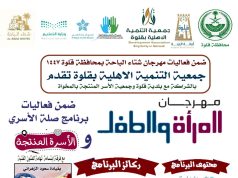 جمعية التنمية الأهلية بقلوة تشارك في مهرجان شتاء الباحة 1447هـ عبر برنامج “صلة الأسري” ضمن مهرجان المرأة والطفل