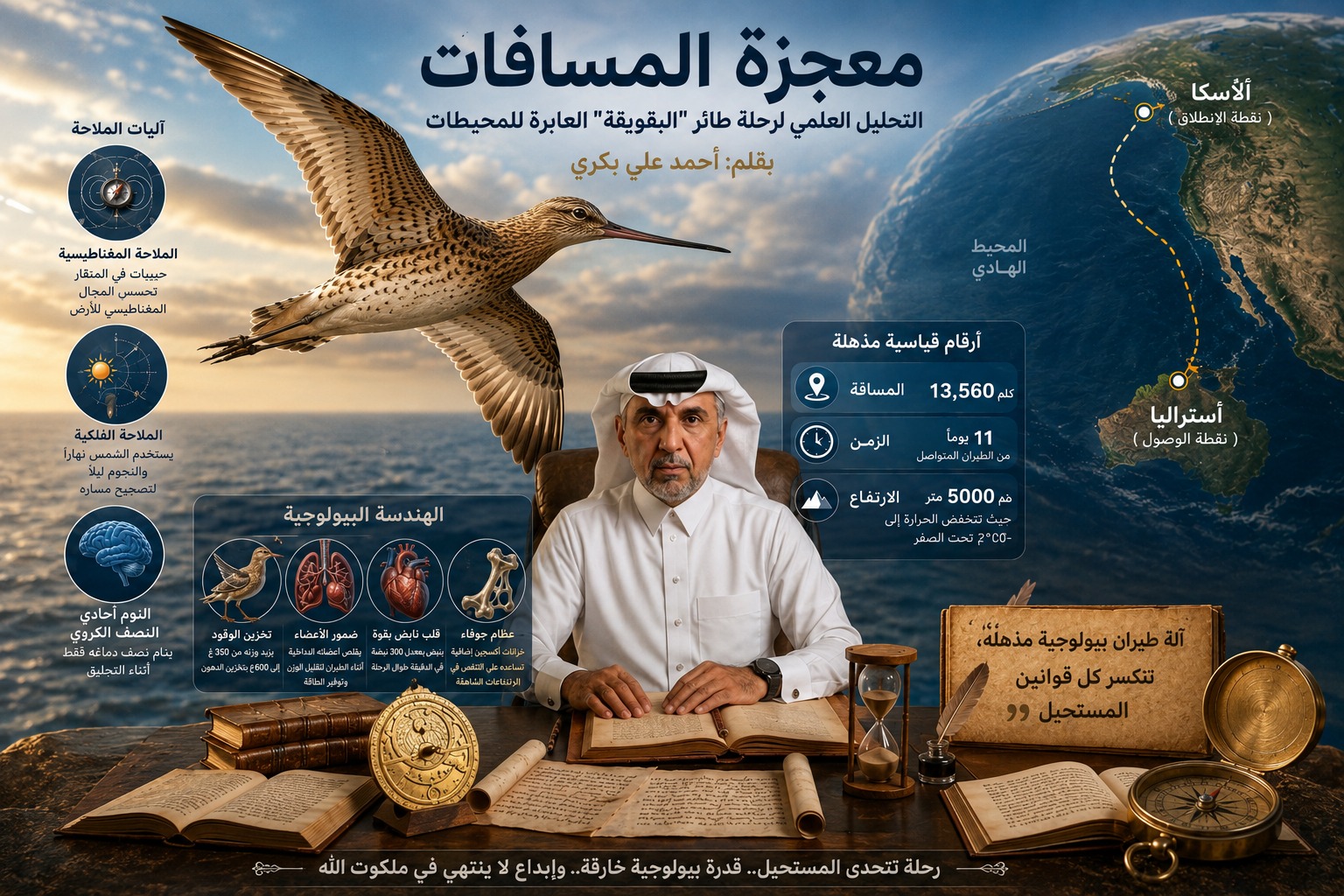 معجزة المسافات: التحليل العلمي العميق لرحلة طائر البقويقة السلطانية عبر المحيطات