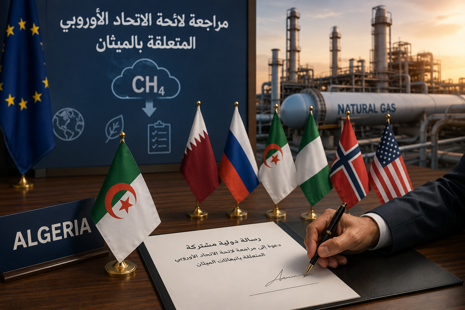 الجزائر توقّع رسالة دولية مشتركة تدعو إلى مراجعة لائحة الاتحاد الأوروبي المتعلقة بالميثان