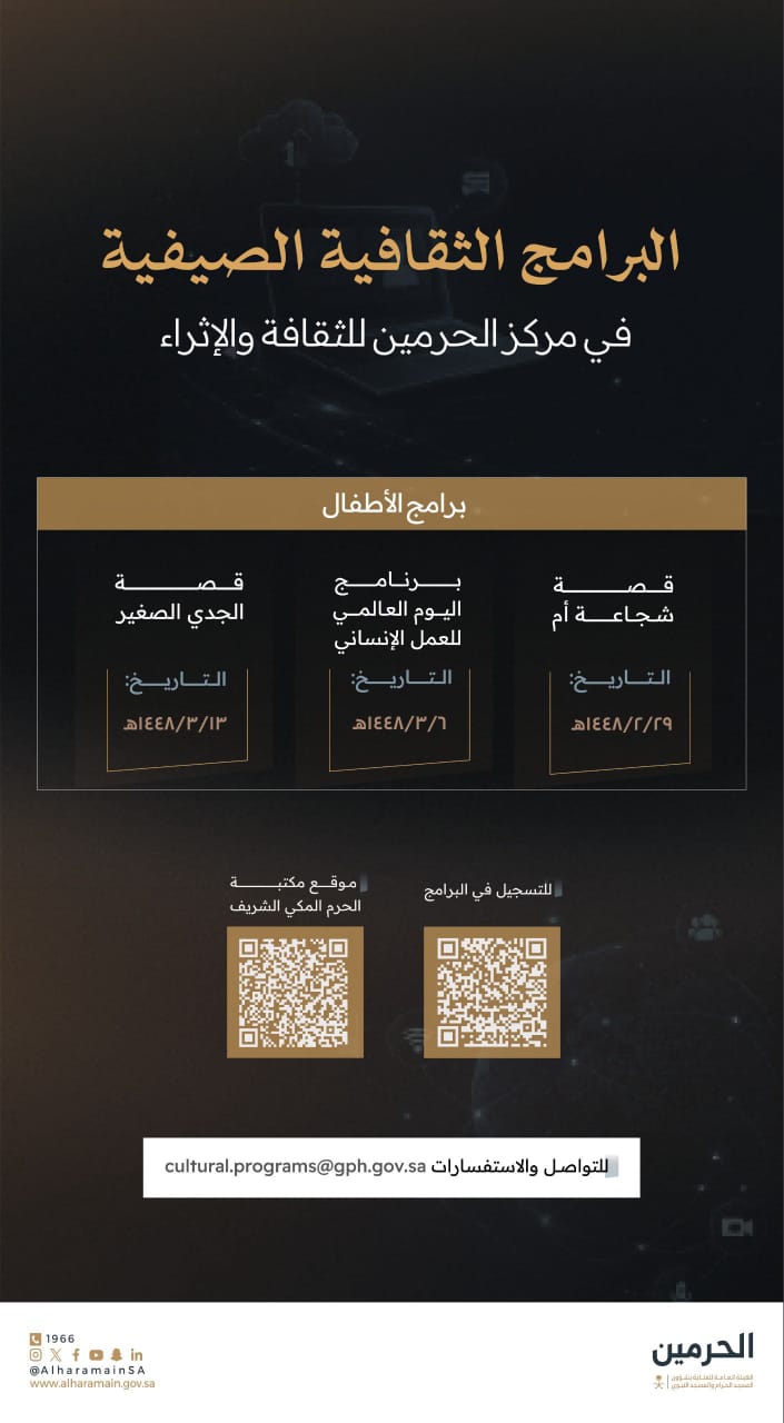 هيئة العناية بالحرمين تقدم برامج ثقافية وإثرائية للأطفال في مكتبة الحرم المكي