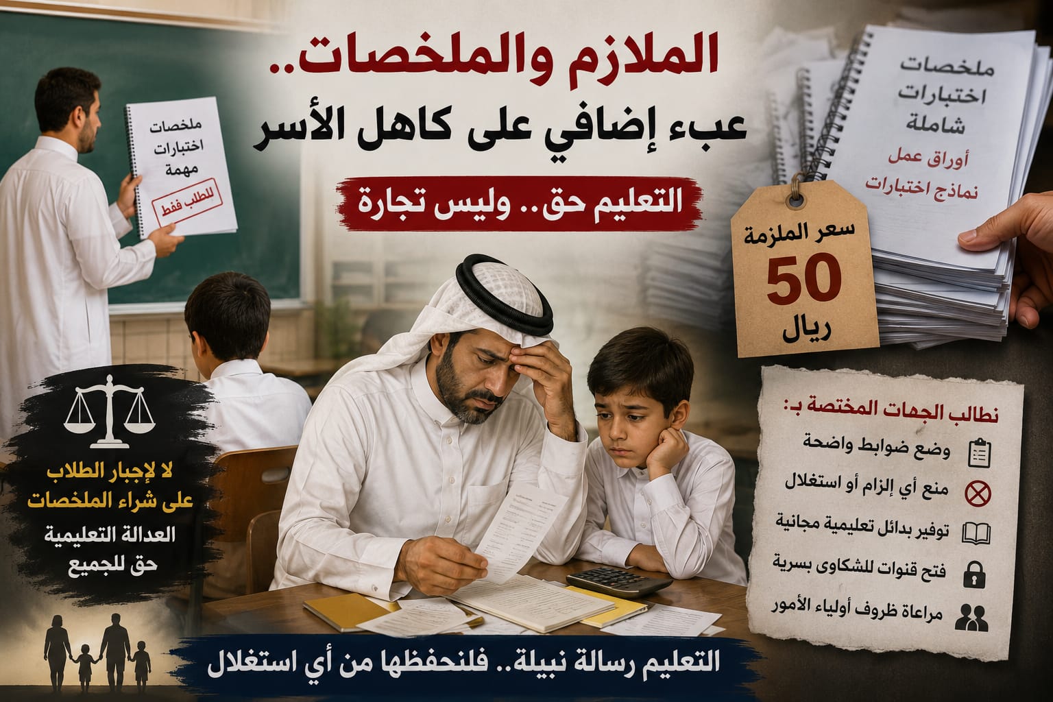 الملازم والملخصات.. عندما يتحول التعليم إلى فاتورة إضافية على ولي الأمر