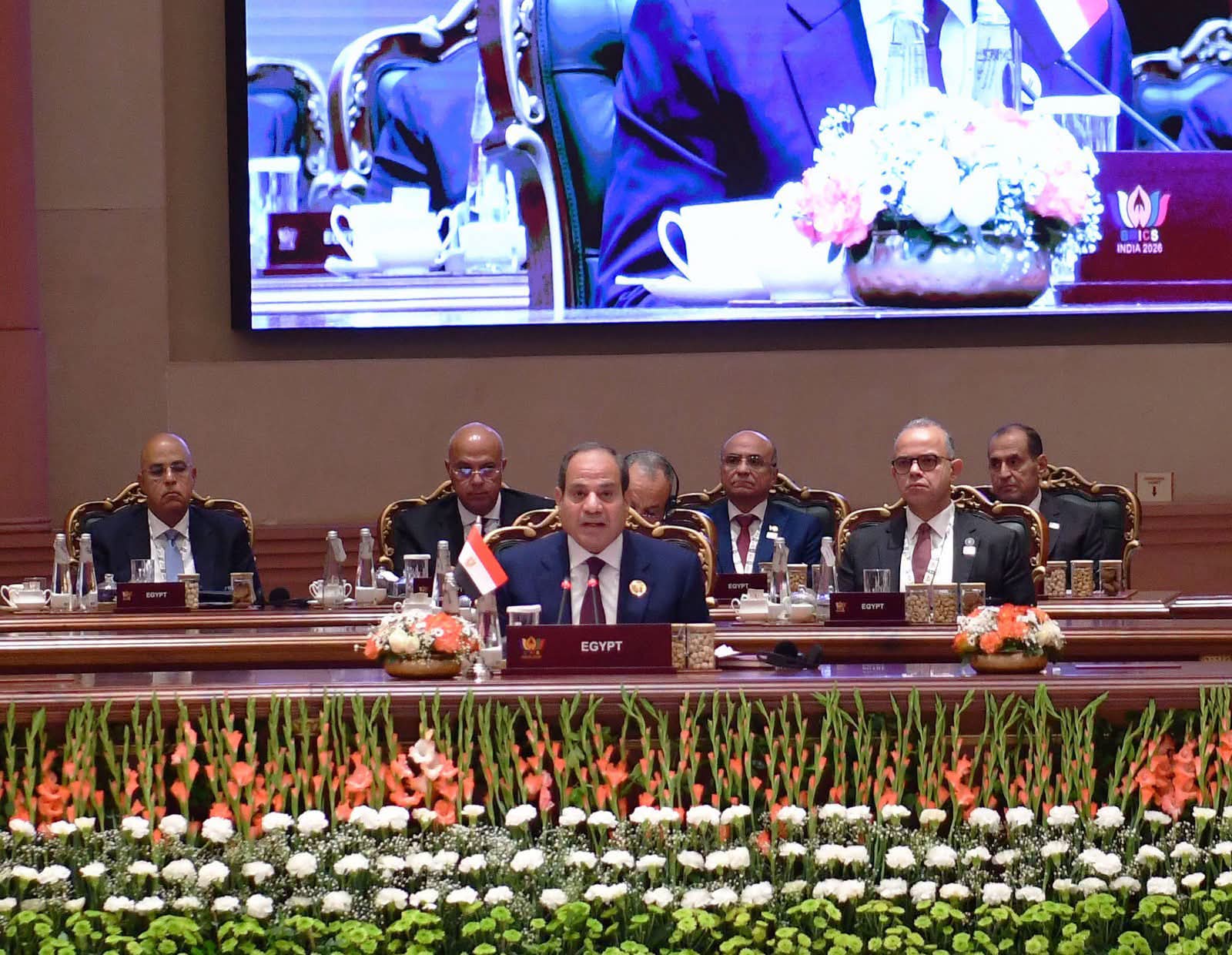 السيسى يلقى كلمتة فى الاجتماع المغلق لأعضاء دول البريكس بنيودلهي